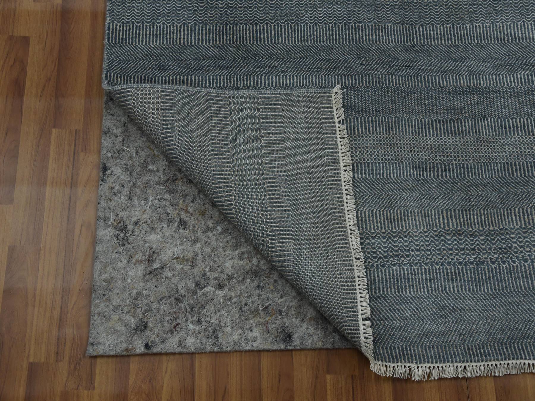 Modern / Contemporary hand-knotted wool/silk runner in Gray, 3'10" x 7' — SKU O079337 (view 3)