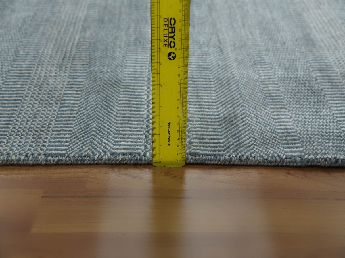 Modern / Contemporary hand-knotted wool/silk runner in Gray, 3'10" x 7' — SKU O079337 (view 6)