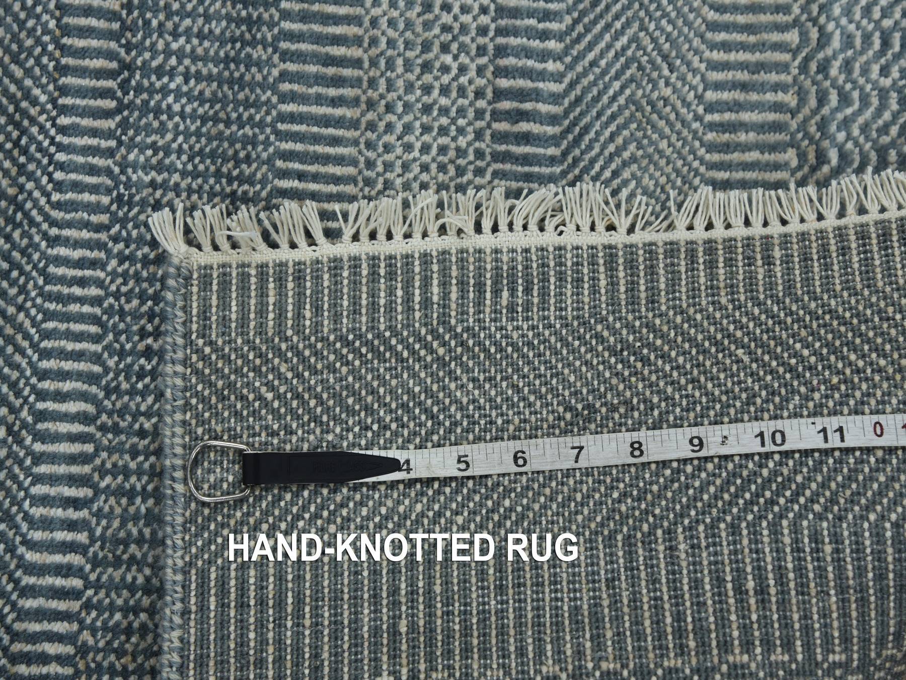 Modern / Contemporary hand-knotted wool/silk runner in Gray, 3'10" x 7' — SKU O079337 (view 7)