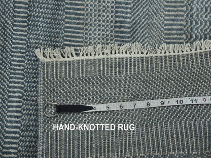 Modern / Contemporary hand-knotted wool/silk runner in Gray, 3'10" x 7' — SKU O079337 (view 7)