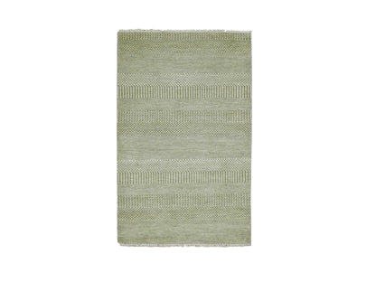 Green 3'0" x 5'3" Modern / Contemporary Hand knotted Wool/Silk Rug - Sku: O079354