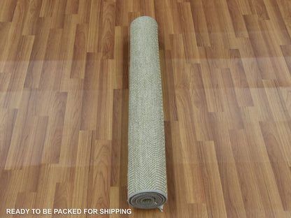 Green 3'0" x 5'3" Modern / Contemporary Hand knotted Wool/Silk Rug - Sku: O079354