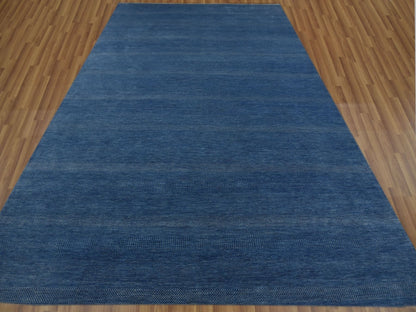 Blue 12'0" x 18'0" Modern and Contemporary Hand knotted Wool/Silk Rug - Sku: O079358