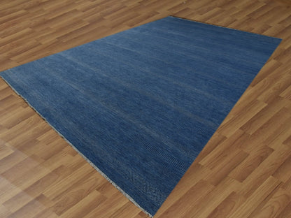 Blue 12'0" x 18'0" Modern and Contemporary Hand knotted Wool/Silk Rug - Sku: O079358
