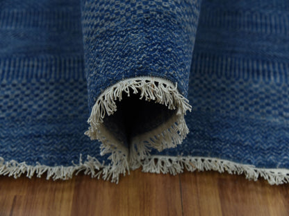 Blue 12'0" x 18'0" Modern and Contemporary Hand knotted Wool/Silk Rug - Sku: O079358
