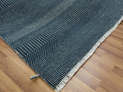 Blue 6'0" x 9'0" Modern and Contemporary Hand knotted Wool/Silk Rug - Sku: O079363