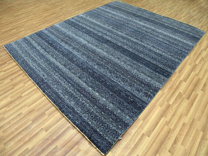 Blue 8'0" x 10'2" Modern and Contemporary Hand knotted Wool Rug - Sku: O079372