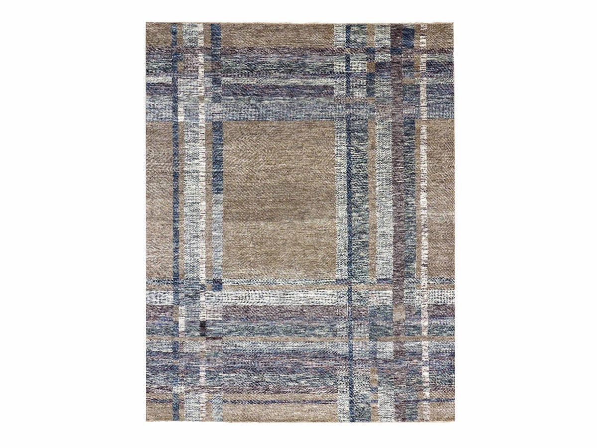Modern / Contemporary hand-knotted wool rug in Brown, 8'2" x 10'2" — SKU O079378