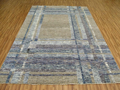 Brown 8'2" x 10'2" Modern / Contemporary Hand knotted Wool Rug - Sku: O079378