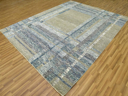 Brown 8'2" x 10'2" Modern / Contemporary Hand knotted Wool Rug - Sku: O079378