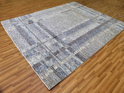 Beige 8'0" x 10'2" Modern and Contemporary Hand knotted Wool Rug - Sku: O079379