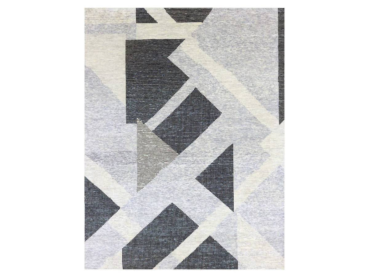 Modern / Contemporary hand-knotted wool rug in Gray, 11'10" x 15'2" — SKU O079399