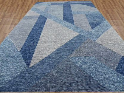 Blue 12'2" x 18'3" Modern and Contemporary Hand knotted Wool Rug - Sku: O079405
