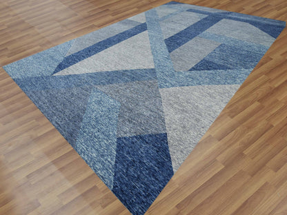 Blue 12'2" x 18'3" Modern and Contemporary Hand knotted Wool Rug - Sku: O079405