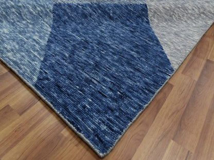 Blue 12'2" x 18'3" Modern and Contemporary Hand knotted Wool Rug - Sku: O079405