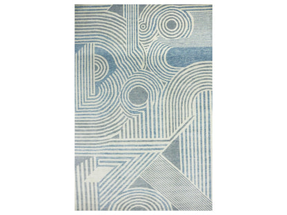 Blue 12'2" x 18'4" Modern and Contemporary Hand knotted Wool Rug - Sku: O079409