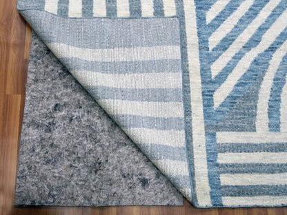 Blue 12'2" x 18'4" Modern and Contemporary Hand knotted Wool Rug - Sku: O079409