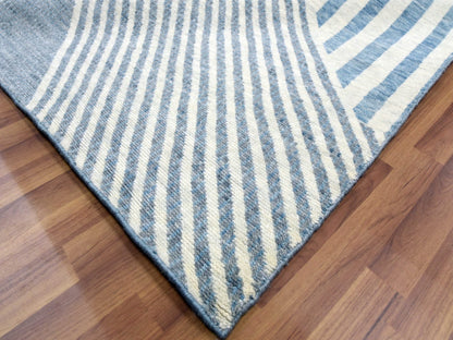 Blue 12'2" x 18'4" Modern and Contemporary Hand knotted Wool Rug - Sku: O079409