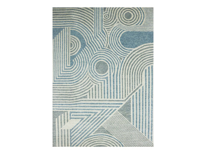 Blue 10'1" x 14'0" Modern and Contemporary Hand knotted Wool Rug - Sku: O079412