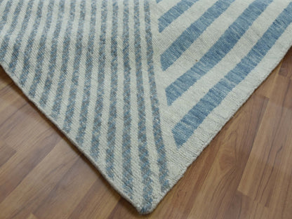 Blue 10'1" x 14'0" Modern and Contemporary Hand knotted Wool Rug - Sku: O079412