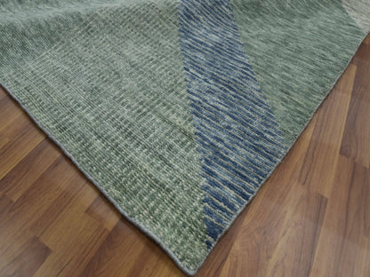 Green 12'2" x 18'3" Modern / Contemporary Hand knotted Wool Rug - Sku: O079414