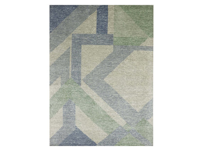 Green 10'0" x 14'0" Modern / Contemporary Hand knotted Wool Rug - Sku: O079416