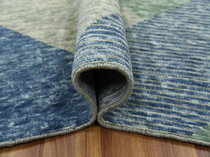 Green 10'0" x 14'0" Modern / Contemporary Hand knotted Wool Rug - Sku: O079416
