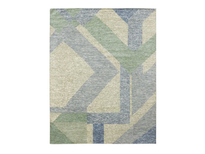 Green 8'2" x 10'4" Modern / Contemporary Hand knotted Wool Rug - Sku: O079418