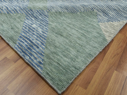 Green 8'2" x 10'4" Modern / Contemporary Hand knotted Wool Rug - Sku: O079418
