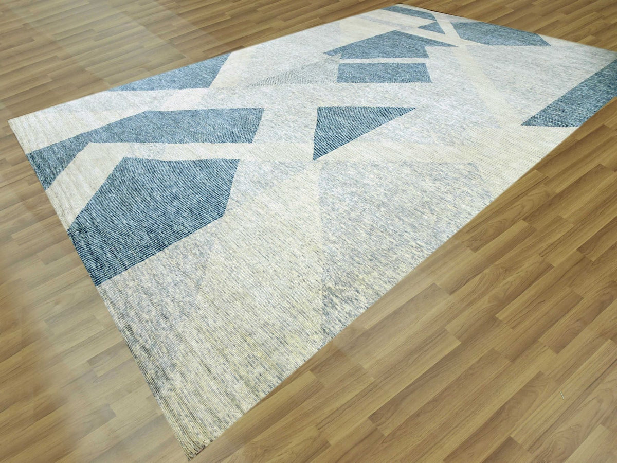 Modern / Contemporary hand-knotted wool rug in Blue, 12'1" x 18'4" — SKU O079420 (view 3)