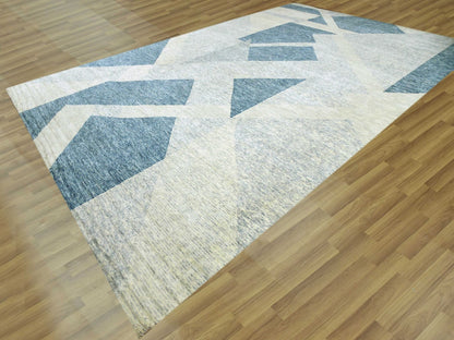 Modern / Contemporary hand-knotted wool rug in Blue, 12'1" x 18'4" — SKU O079420 (view 3)