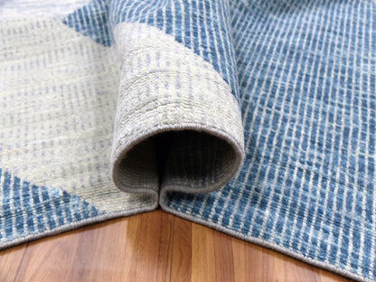 Blue 12'1" x 18'4" Modern and Contemporary Hand knotted Wool Rug - Sku: O079420