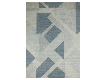 Blue 10'2" x 14'2" Modern and Contemporary Hand knotted Wool Rug - Sku: O079422