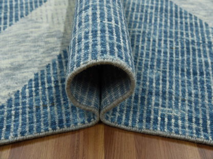 Blue 10'2" x 14'2" Modern and Contemporary Hand knotted Wool Rug - Sku: O079422