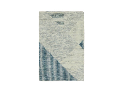 Blue 2'0" x 3'0" Modern and Contemporary Hand knotted Wool Rug - Sku: O079425