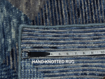 Blue 2'0" x 3'0" Modern and Contemporary Hand knotted Wool Rug - Sku: O079426