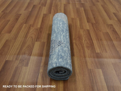 Blue 2'0" x 3'0" Modern and Contemporary Hand knotted Wool Rug - Sku: O079426