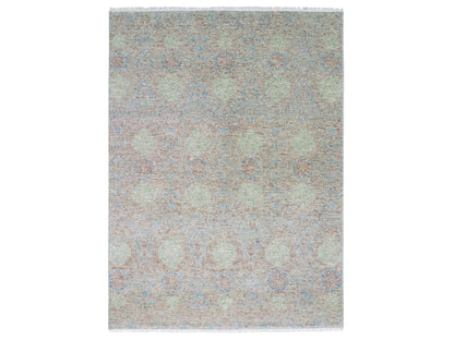 Green 9'2" x 12'0" Modern / Contemporary Hand knotted Wool Rug - Sku: O079434