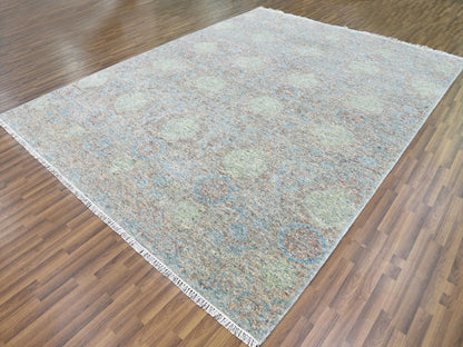 Green 9'2" x 12'0" Modern / Contemporary Hand knotted Wool Rug - Sku: O079434