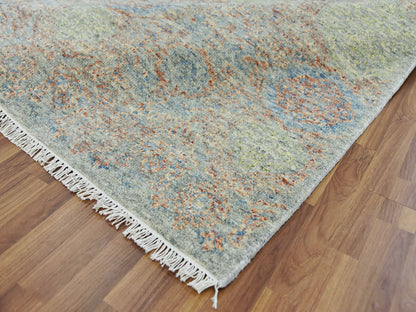 Green 9'2" x 12'0" Modern / Contemporary Hand knotted Wool Rug - Sku: O079434