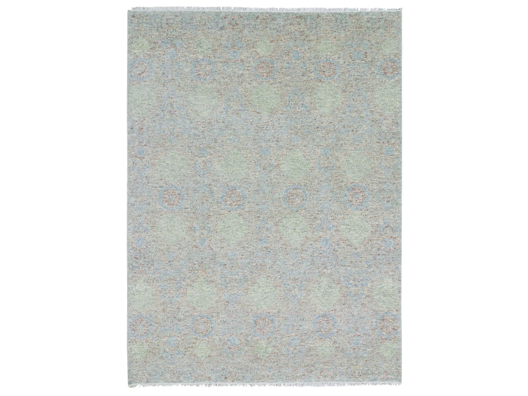 Modern / Contemporary hand-knotted wool rug in Green, 9' x 12' — SKU O079435