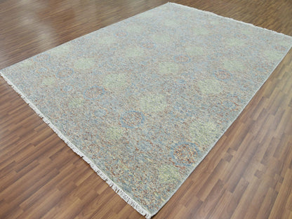 Green 9'0" x 12'0" Modern / Contemporary Hand knotted Wool Rug - Sku: O079435