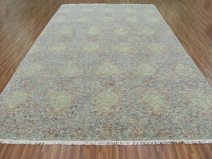 Green 10'0" x 14'2" Modern / Contemporary Hand knotted Wool Rug - Sku: O079436