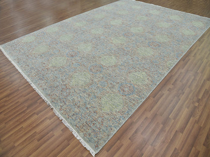 Green 10'0" x 14'2" Modern / Contemporary Hand knotted Wool Rug - Sku: O079436