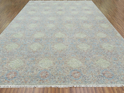 Green 12'0" x 17'4" Modern / Contemporary Hand knotted Wool Rug - Sku: O079438