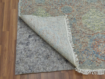 Green 12'0" x 17'4" Modern / Contemporary Hand knotted Wool Rug - Sku: O079438