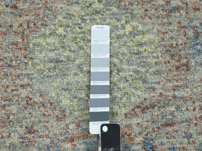 Green 12'0" x 17'4" Modern / Contemporary Hand knotted Wool Rug - Sku: O079438