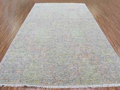 Green 10'0" x 14'0" Modern / Contemporary Hand knotted Wool Rug - Sku: O079442