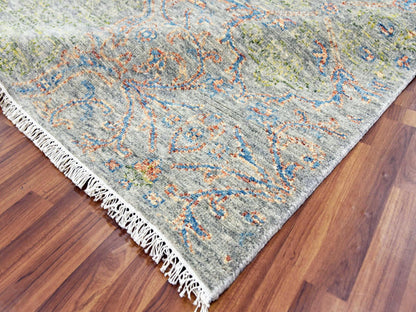 Green 10'0" x 14'0" Modern / Contemporary Hand knotted Wool Rug - Sku: O079442
