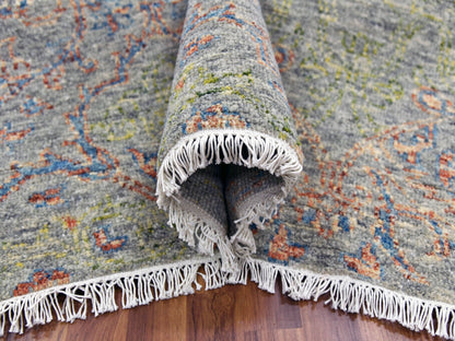 Green 12'0" x 15'2" Modern / Contemporary Hand knotted Wool Rug - Sku: O079443